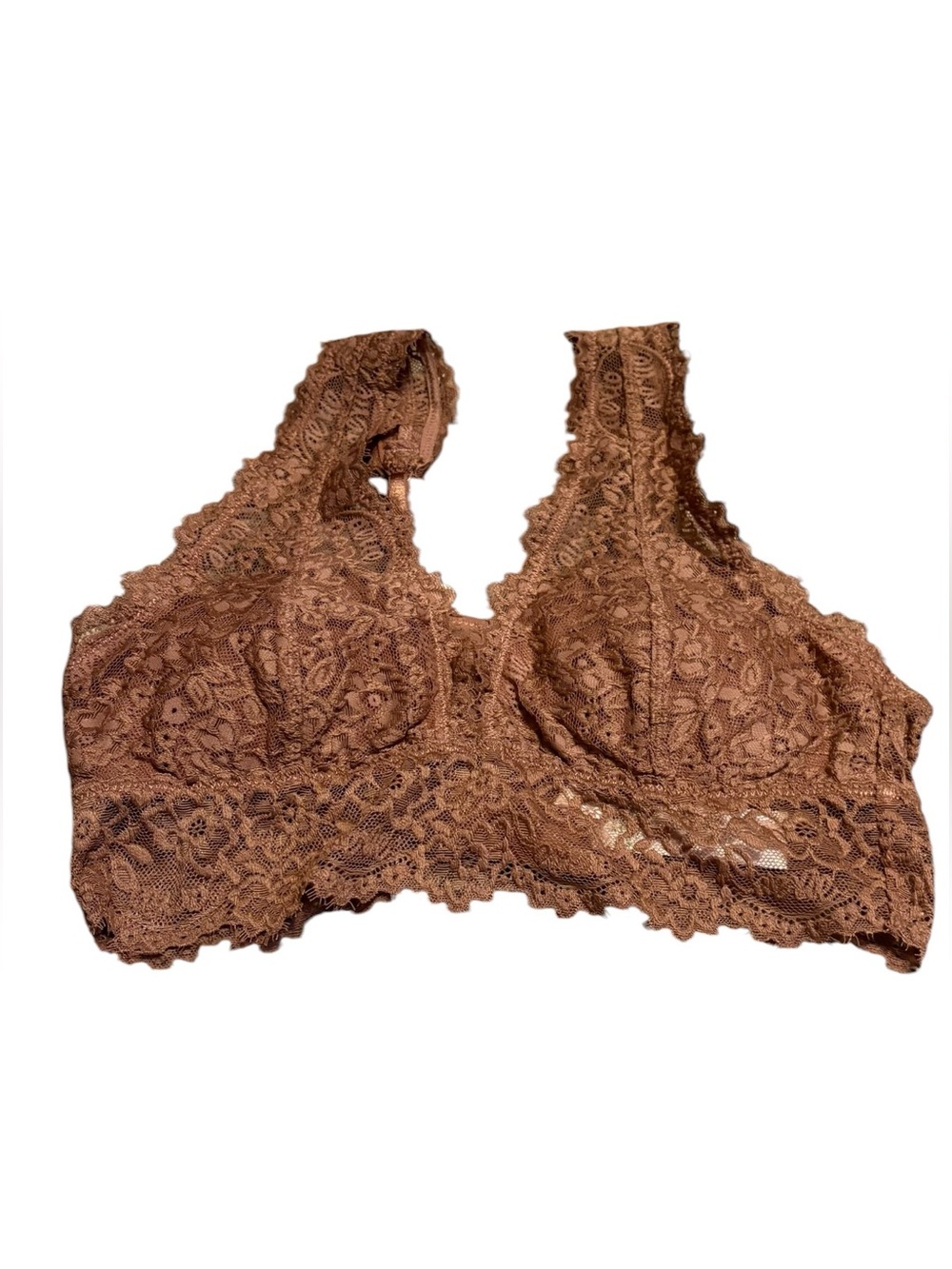 Aerie Happy Lace Padded Plunge Bralette Raw Sienna Size Small NWT